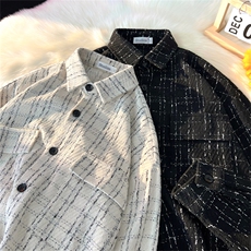 C8012/P50春装新款现货毛毯平铺小香风工装衬衣男衬衫潮外套上衣，男装衬衫，电商A141