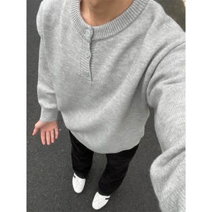 【有货】PLMY1ZZ-特P58老钱亨利领毛衣男秋冬美式复古慵懒针织衫
