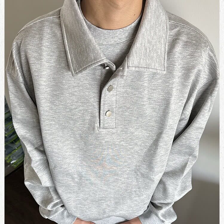 秋季新款痞帅宽松打底长袖卫衣内搭POLO领休闲外套男潮WLW488-P39,男装T恤,星座1008