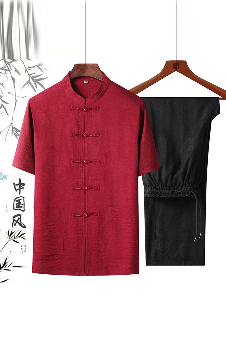 DR1103钱塘2020-2夏季新款男士唐装套装时尚风两件套P110,男装民族服装,钱塘207-2
