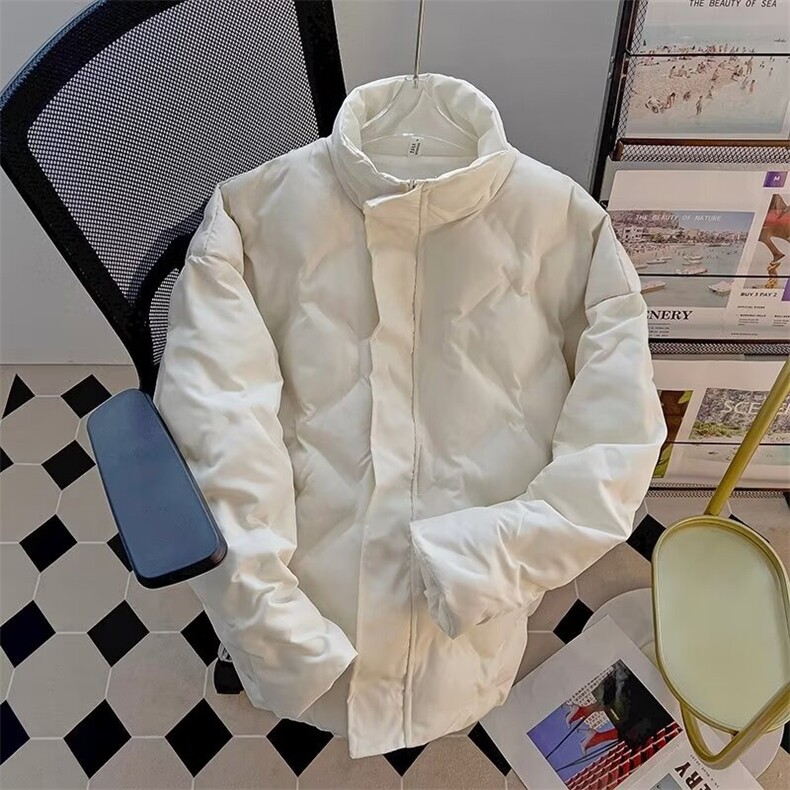 黑武士菱形格美式羽绒棉服男冬季痞帅炸街vibe外套立领短款面包服,男装棉衣,星座1013