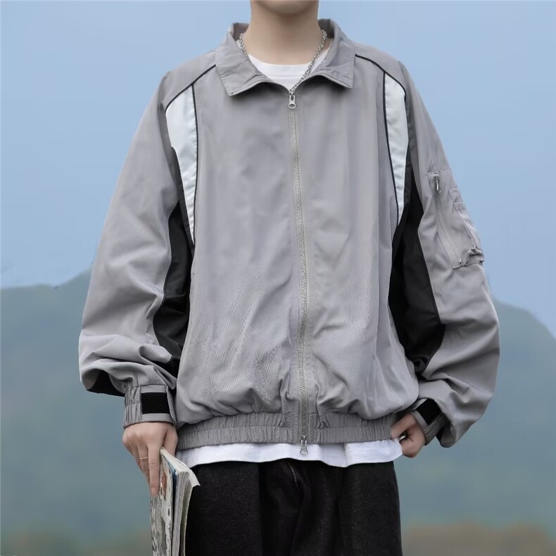 美式复古飞行员夹克男宽松潮牌工装情侣棒球服外套春秋季,男装夹克,星座716-2