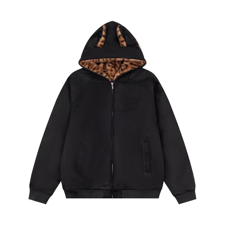 冬新款美式复古猫耳豹纹棉服宽松保暖学生棉衣外套X610-P110网图,男装棉衣,电商B245