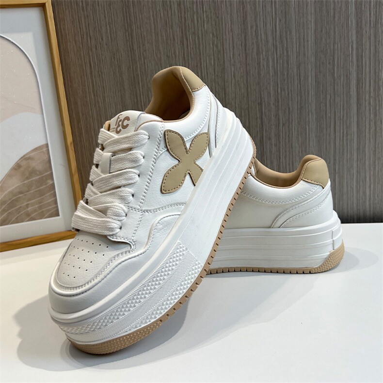 真皮小白鞋女2024春季新款松糕厚底单鞋女增高运动女鞋百搭鞋子女,女鞋休闲鞋,电商A223