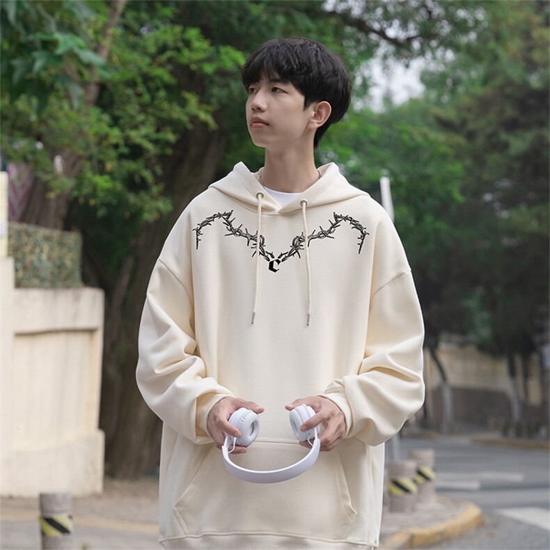 抖音品质秋季新款美式印花宽松仿棉连帽卫衣wlcm200-特批35控59,男装卫衣,星座605(原A050)
