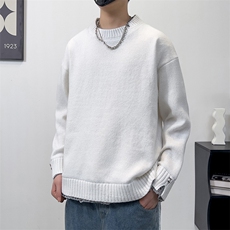 秋款男假两件毛衣圆领开叉针织衫休闲线衣M883P52，男装针织衫/毛衣，星座1013-1