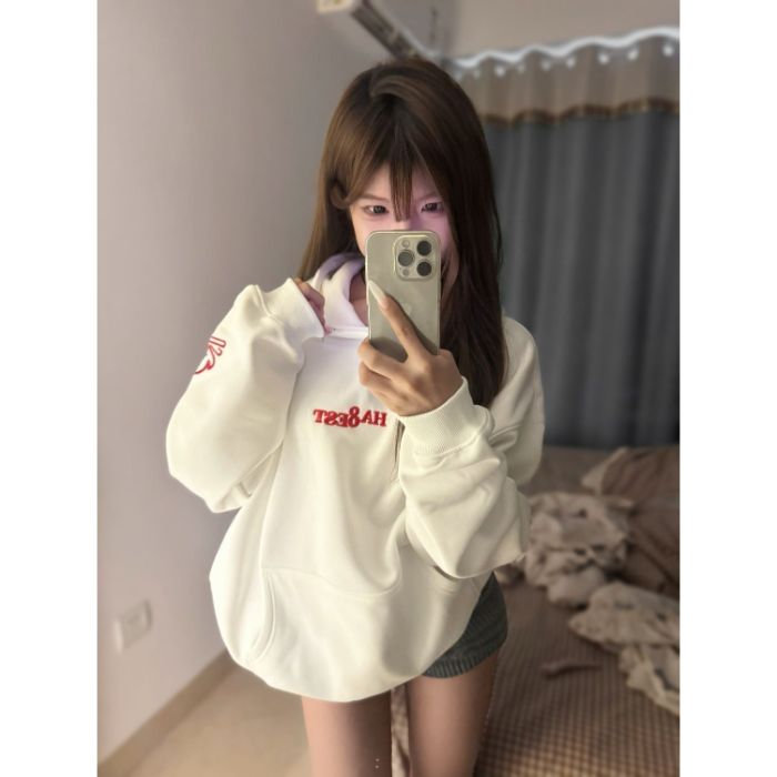 5209-P55新款宽松刺绣潮牌卫衣外套薄款/加绒,女装卫衣/绒衫,星座617A-2