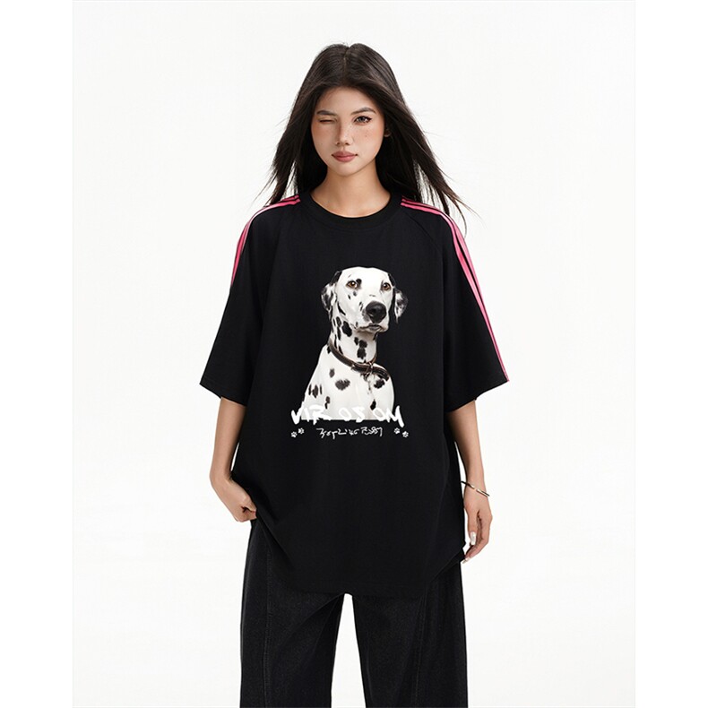 抖音得物高品质二开240克宽松纯棉美式潮牌三条杠织带短袖T恤,男装T恤,电商A486-1