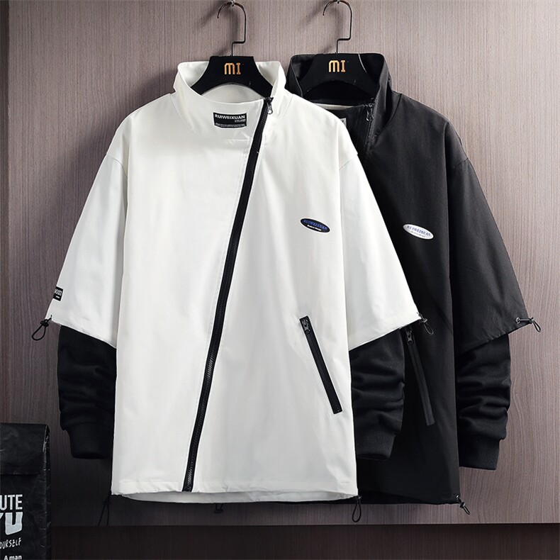 7XL-M加肥加大码立领夹克外套男2023秋季新款斜门襟工装上衣控98,男装夹克,钱塘717(原712)