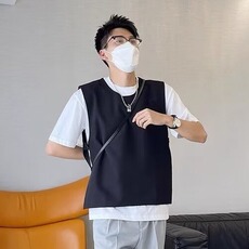春秋日系复古无袖开衩马甲男设计感韩版网红痞帅外搭坎肩发型师潮，男装背心/马甲，星座1210-1