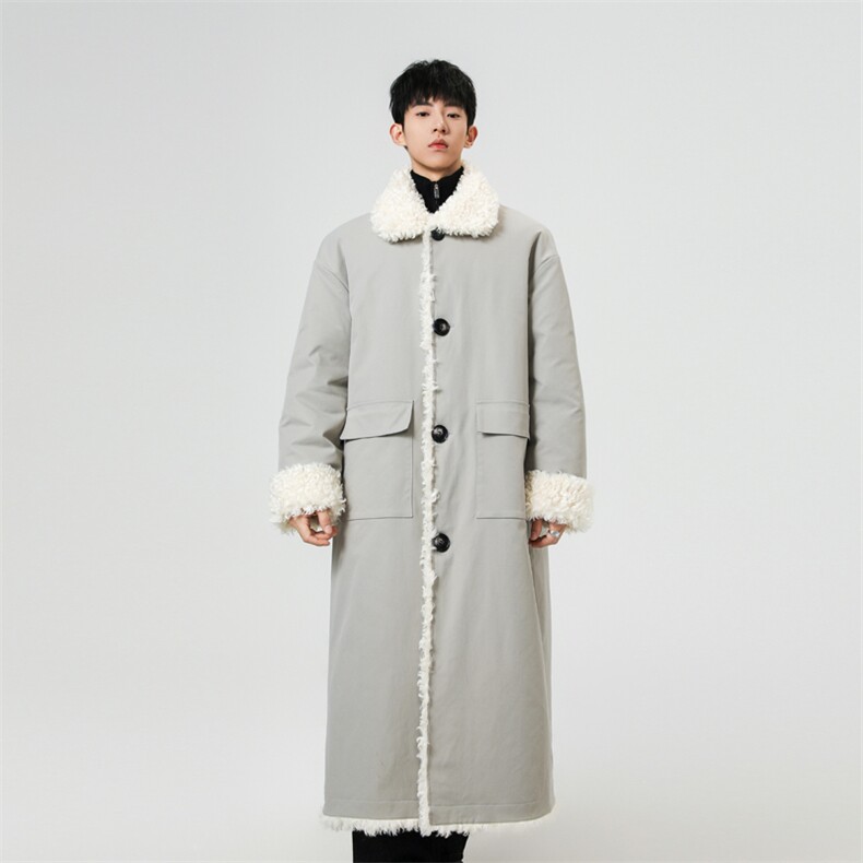 美式街头羊羔毛工装棉服男冬季保暖中长款派克服加厚保暖大衣,男装棉衣,星座903-1