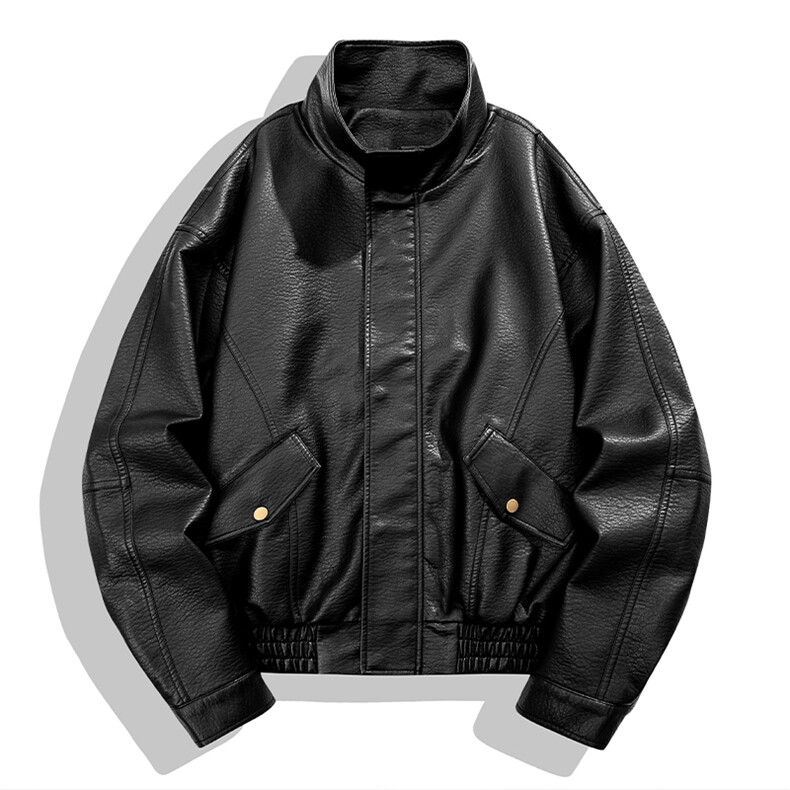 秋季男士皮衣皮夹克机车服潮牌简约百搭美式翻领PU皮外套896-P75，男装皮衣，星座1403B