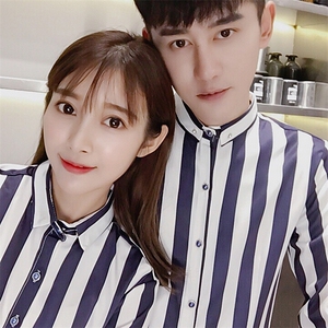QC009-2021情侣衬衣条纹男女款长袖衬衫夜店酒吧KTV工装P45图片