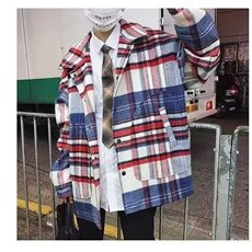 1506-1/D4011/P56男款慵懒风韩版潮流百搭宽松格子毛呢夹克上衣，男装夹克，星座1506