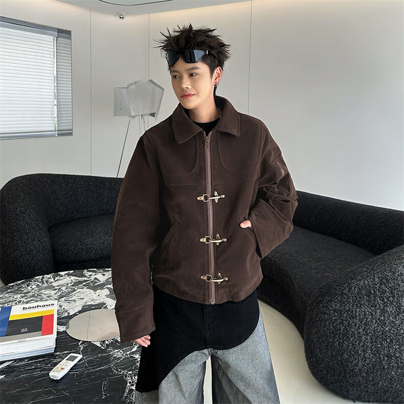飞机扣设计感夹克秋季潮流宽松时尚百搭外套,男装夹克,星座410-6（原星座1304-1）