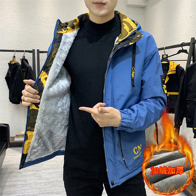 秋冬迷彩棉服男模特加厚夹克风衣保暖外套工装棉衣米白863加绒,男装夹克,星座1207