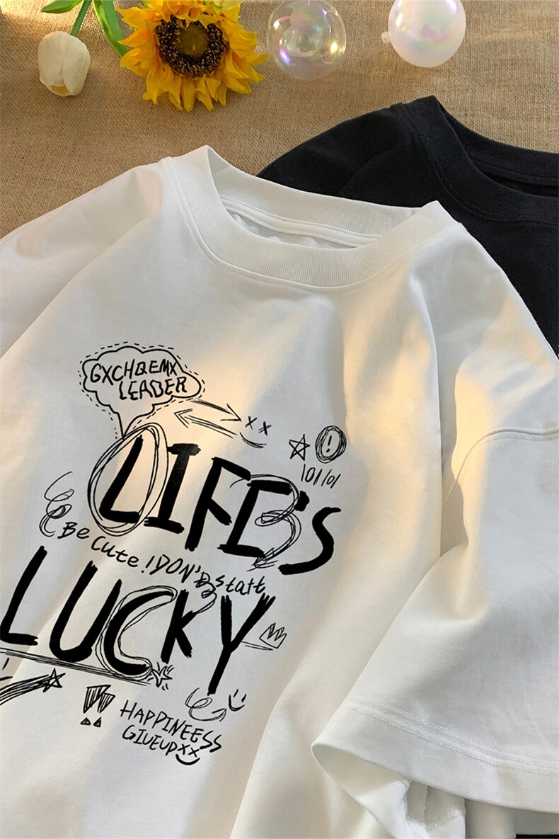 240G重磅美式白墨印花纯棉大码宽松休闲短袖T恤T2442-P25-控38,男装T恤,电商B219A