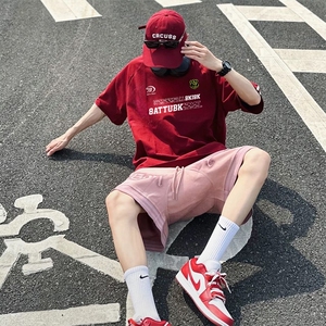 抖音得物高品质二开240克宽松纯棉美式潮牌三条杠织带短袖T恤图片