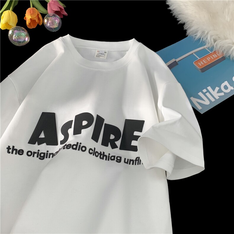 现货重磅260克纯棉发泡印花美式大版型宽松短袖T恤T121-P28-控58，男装T恤，电商D309