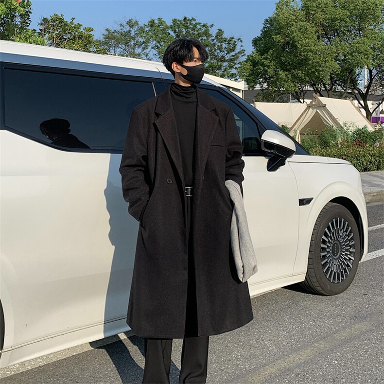J251-P105 秋季新款中长款毛呢风衣外套图片