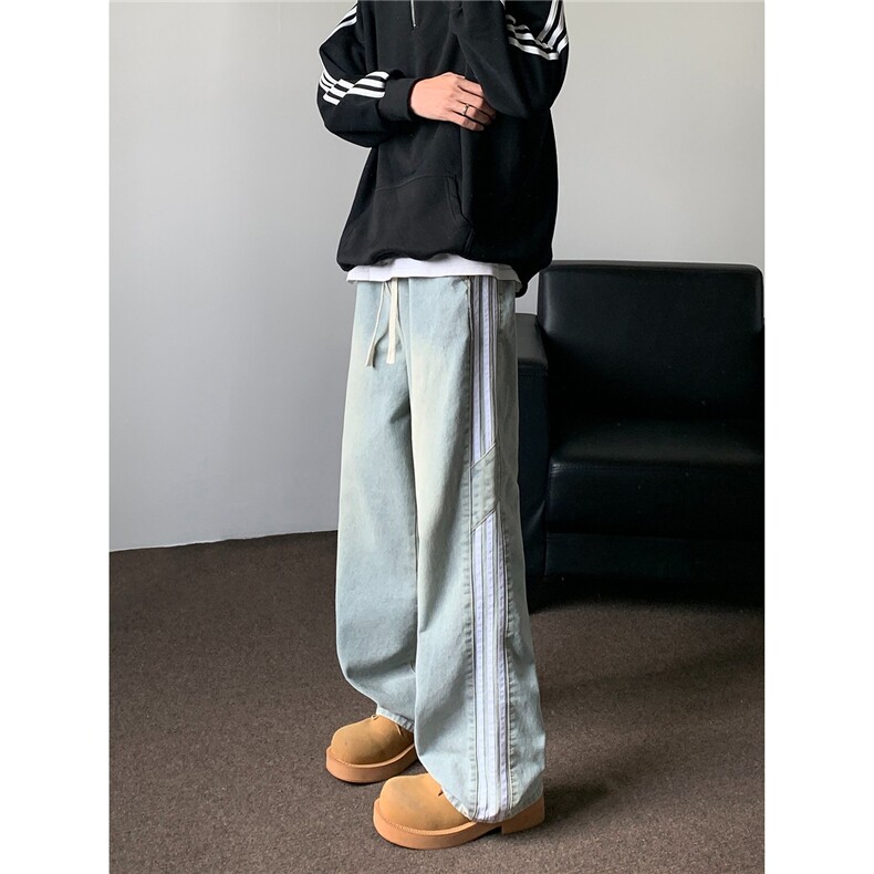 三条杆牛仔裤男士冬新款vibe宽松休闲潮牌长裤RK2391-P43,男装牛仔裤,星座412-3