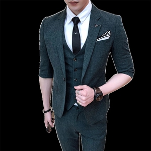 夏季薄款礼服商务西装三件套男装西服套装1012-W8013-P255图片