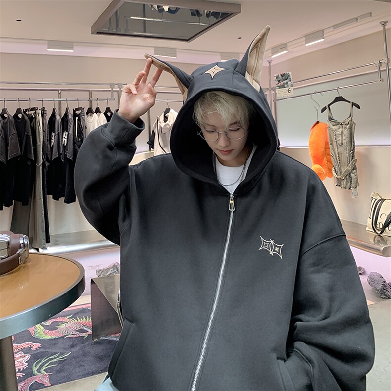 不侵权杜宾美式开衫420G加绒加厚连帽卫衣外套B888-P76，男装卫衣，星座310A