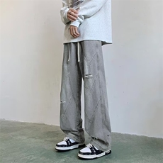 2024新款美式破洞牛仔裤宽松直筒做旧水洗潮牌男现货K8151-P47，男装牛仔裤，星座512-3