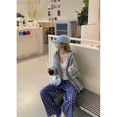 【有货】蓝色格子阔腿裤男女美式复古hiphop裤子宽松X814HH-特P50，男装休闲裤，星座1007（原301D）