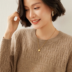 高级感山羊绒衫女元宝针加厚圆领针织毛衣纯色百搭宽松打底衫上衣，女装羊绒衫，蚂蚁派对工厂直营店