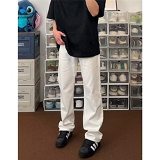 白色微喇叭牛仔裤男春秋夏季美式高街显瘦显腿长痞帅裤子，男装牛仔裤，星座506A