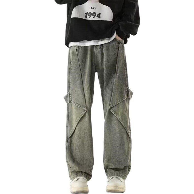 1506-1/K77031/P53港风潮男个性字母牛仔裤嘻哈ins潮高街潮男图片