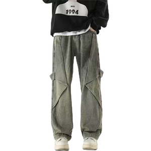 1506-1/K77031/P53港风潮男个性字母牛仔裤嘻哈ins潮高街潮男图片