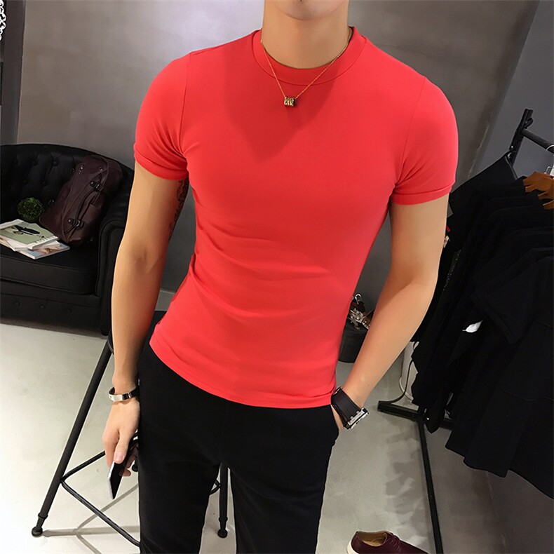【常年有货】5111夏季休闲潮流百搭纯色圆领修身纯棉短袖T恤男p30,男装T恤,电商D303