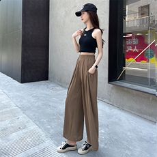 阔腿裤女2025新款夏季时尚薄款休闲褶皱高腰垂感宽松慵懒山本，女装休闲裤，尚羽泽网红店