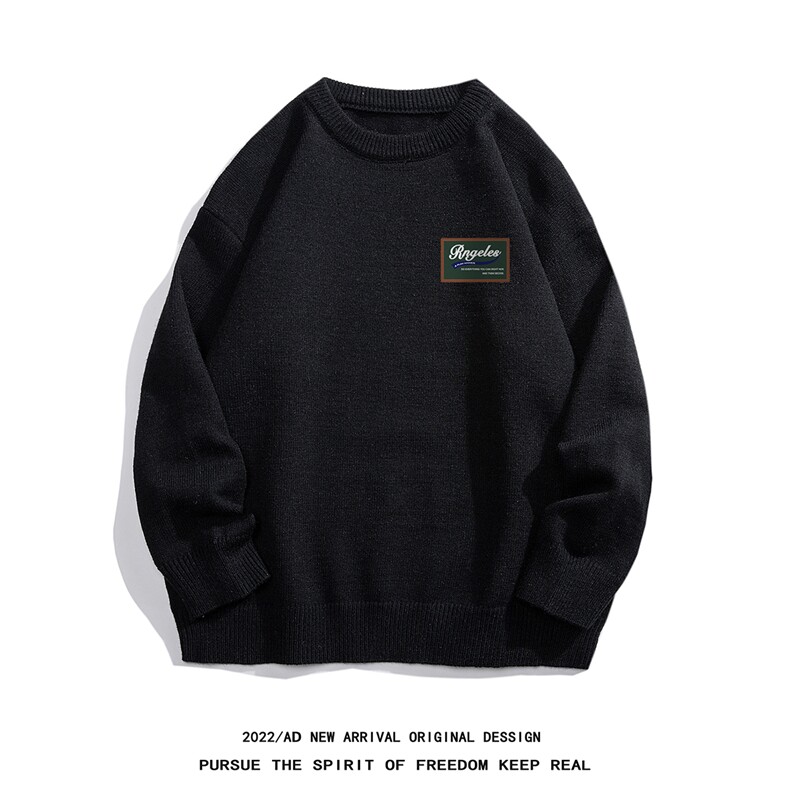 白底22秋冬新款潮流小标印花保暖圆领套头毛衣M1054P50控68，男装针织衫/毛衣，电商A247-1