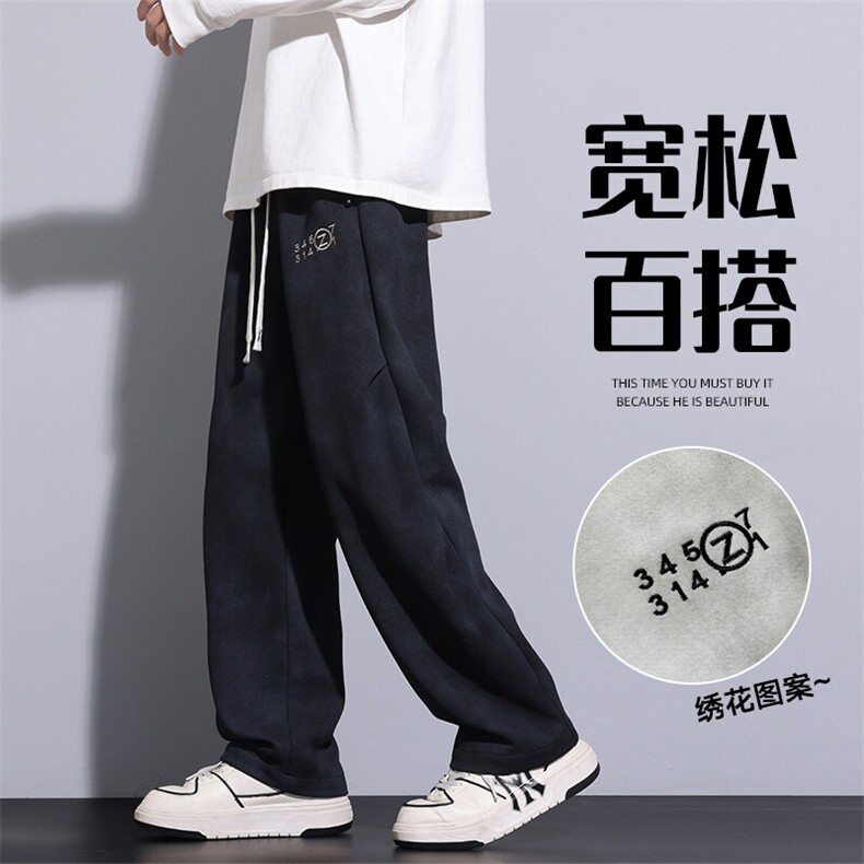 春季新款潮流美式高街垂感设计宽松格子直筒长裤 A436-837-P35图片