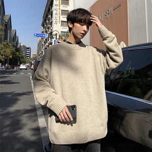 M3107 2025春装新款圆领宽松简约纯色毛衣 P75图片