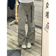【有货的】杏色扎染工装裤男女美式复古大口袋裤子G810HH-特P58，男装休闲裤，星座1007（原301D）