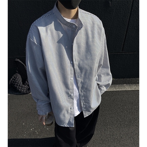 【现货】2026立领衬衣条纹长袖衬衫F6602特P45控68