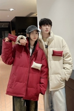 PU皮羽绒服冬季新款宽松港风白鸭绒情侣外套YR918-P150(控价198元，男装羽绒服，星座214-3