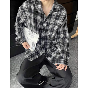 格子衬衫外套女春夏季新款宽松慵懒风炸街超好看长袖衬衣 CS322图片