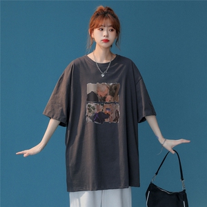 2022美式潮牌情侣打底衫文艺复兴油画小众长袖慵懒风 T67 P25控38图片