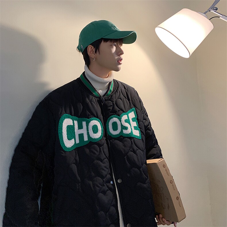 MY209-P135 爱心特种绣绗棉毛巾绣花撞色棒球服潮牌中性棉服图片