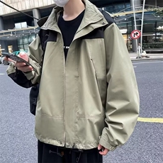 冲锋衣防水连帽夹克上衣卡其外套军绿色M--3XLW133，男装夹克，星座1116A-1（原606A）