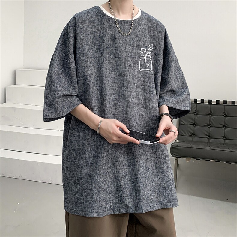 风复古亚麻短袖男棉麻t恤男半袖 ZT71430-P35图片