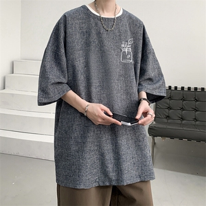 风复古亚麻短袖男棉麻t恤男半袖 ZT71430-P35图片