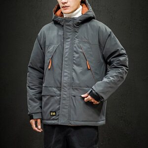 黑墙模图撞色棉衣男日系外套ins宽松连帽棉服QT5070-SY03