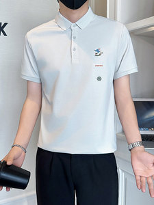 店主风社会小伙男士刺绣翻领POLO衫男保罗衫上衣301A-1/PL122/P55图片
