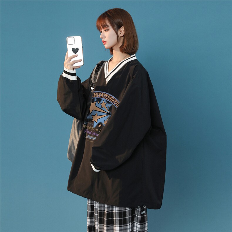 中性风2026秋季新款港风趣味印花设计感情侣卫衣夹克JK903p65控88,男装夹克,A247A